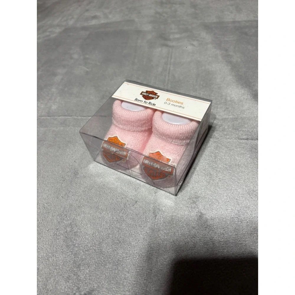 Harley Davidson Baby Booties Pink Baby Infant Size 0-3 Months